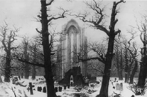 cloister graveyard in the snow